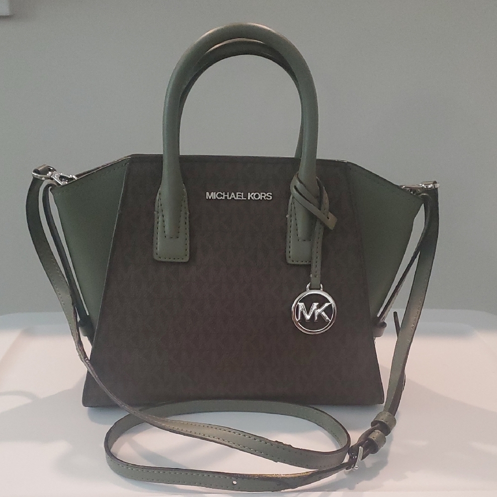 Michael Kors Green And Brown Satchel!